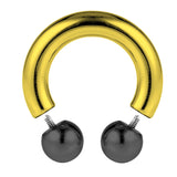 Gold Prince Albert Jewelry Horseshoe PA Piercing with Internally Threaded Custom Ball Circular Barbell