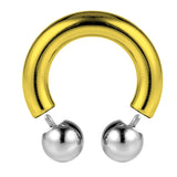 Gold Prince Albert Jewelry Horseshoe PA Piercing with Internally Threaded Custom Ball Circular Barbell