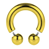 Gold Prince Albert Jewelry Horseshoe PA Piercing with Internally Threaded Custom Ball Circular Barbell