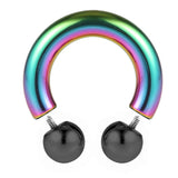 Rainbow Prince Albert Jewelry Horseshoe PA Ring with Internally Threaded Custom Ball Circular Barbell Piercing