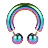 Rainbow Prince Albert Jewelry Horseshoe PA Ring with Internally Threaded Custom Ball Circular Barbell Piercing