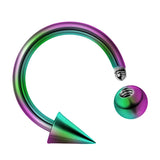Titanium Horseshoe Lip Ring with Ball and Spike - 18g 16g 14g Lip Hugger Piercing, Canine Bites, Shark Bites, Spider Bites Lip Jewelry
