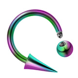 Titanium Horseshoe Lip Ring with Ball and Spike - 18g 16g 14g Lip Hugger Piercing, Canine Bites, Shark Bites, Spider Bites Lip Jewelry