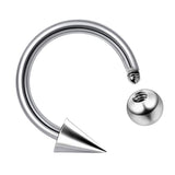 Titanium Horseshoe Lip Ring with Ball and Spike - 18g 16g 14g Lip Hugger Piercing, Canine Bites, Shark Bites, Spider Bites Lip Jewelry