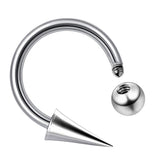 Titanium Horseshoe Lip Ring with Ball and Spike - 18g 16g 14g Lip Hugger Piercing, Canine Bites, Shark Bites, Spider Bites Lip Jewelry