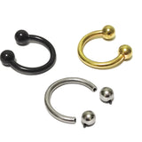 Titanium Internally Threaded Horseshoe Ring Piercing 16g to 00Gg Septum Jewelry Bull Piercing Also for Nipple, PA Ring and Lips