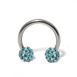 Titanium Horseshoe Ring Piercing 18g 16g 14g Septum Jewelry Bull Piercing with Disco Ball CZ Crystals - Also for Nipple, PA Ring and Lips