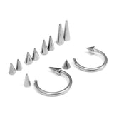 Titanium Spike Horseshoe Ring Piercing 18g 16g 14g Cone Septum Jewelry Bull Piercing Also for Nipple, PA Ring and Lips