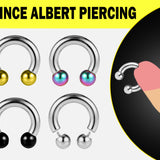 Prince Albert Jewelry PA Rings Circular Horseshoe Barbell Genital Piercing with Custom Balls