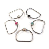 Titanium Gem Nipple Ring Jewelry, Nipple D-Ring Ball Hoops, Captive Ring - 16G 14G - 1piece - Body Piercing Also for Daith, Septum, Eyebrow