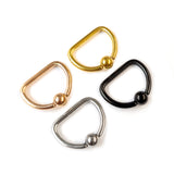 Titanium Nipple Ring Jewelry, Nipple D-Ring Ball Hoops, Captive Ring - 2pcs - Body Piercing Also for Daith, Septum, Eyebrow