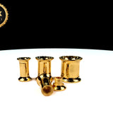 14K Gold Double Flare Plugs Stretching Kit, Ear gauges, Flesh Tunnels - Lobe Plugs - 1pc each order