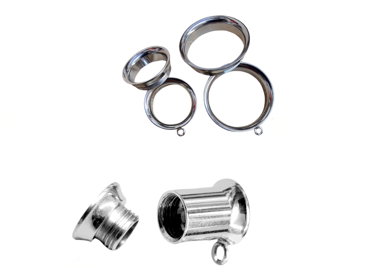 Titanium Double Flared Plugs Ear Stretching with DIY Attachable Dangle Ring - Body Piercing Ear Gauges, Ear Tunnels