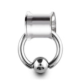 Double Flare Ear Plugs with BCR Ring, Captive Bead Ring Sets - Titanium Steel Ear Tunnels & Ball Closure Ring - Gauge and Plugs Earrings.