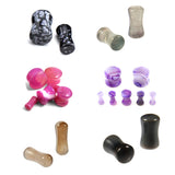 Double Flare Ear Plugs Tunnel - Natural Stone Stretching Gauges, Expander, Big Gauges - 1 Pair (2pcs) - Size 8G 6G 4G 2G 1G 0G 00G
