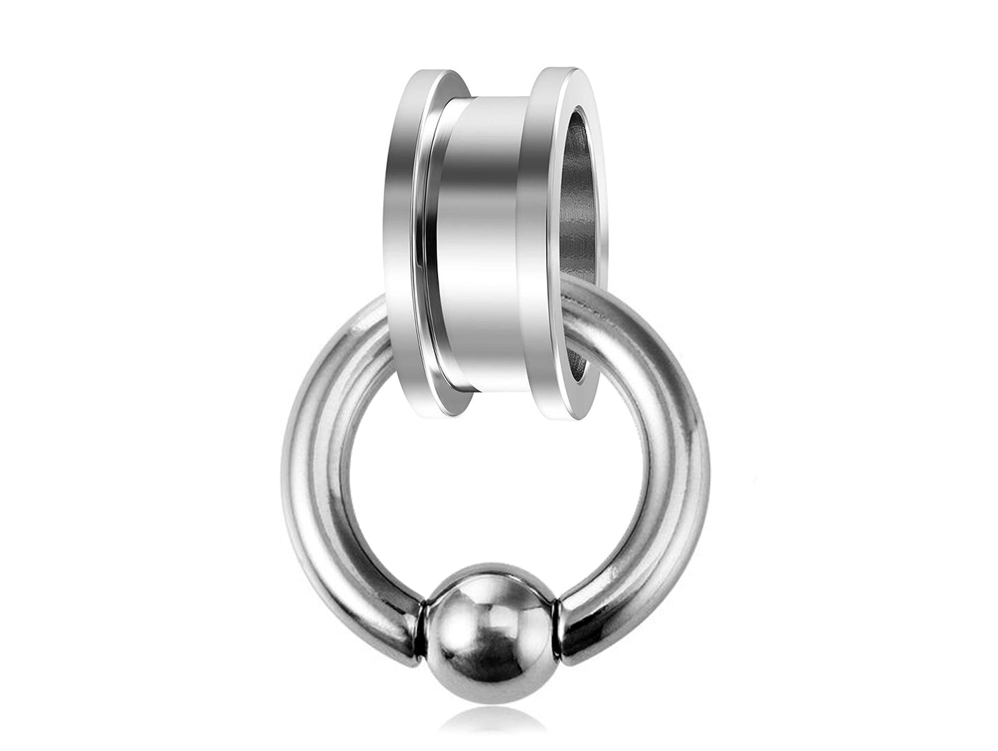 Flesh Tunnels Earring with BCR Ring, Captive Bead Ring Sets - Titanium Steel Ear Plugs & Ball Closure Ring - Gauge and Plugs Earrings