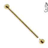 14G (1.6mm) | 14K Gold Internally Threaded Industrial Barbell, Scaffold Piercing Body Jewellery