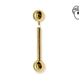 14K Gold Internally Threaded Tongue Barbell Piercing Body Jewellery | 14G (1.6mm)