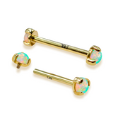 14K Solid Gold Nipple Barbell Jewellery with Opal Stone - Internally threaded - Body Piercing Also for Cartilage Earrings - 1pc each order