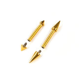 Titanium Gold Spike Nipple Barbell, Nipple Jewelry Studs 16g 14g Nipple Piercing - Straight Barbell Internally Threaded