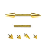 Titanium Gold Spike Barbell Nipple Piercing 16G 14G Internally Threaded Cones/Spike Piercing Earring, Nose Bridge, Cartilage Piercing