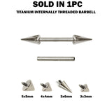 Titanium Spike Barbell Earring 16G 14G Internally Threaded Cones/Spike Nipple Jewellery, Nose Bridge, Cartilage Piercing