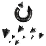Titanium Black Spike Septum Nose Ring Horseshoe Ring Internally Threaded 8G to 00G Circular Barbell CBB/CBR Body Piercing