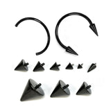 Titanium Spike Black Horseshoe Ring Internally Threaded 16G 14G Nose Ring Circular Barbell CBB/CBR Body Piercing