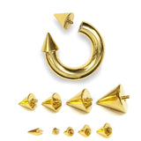 Gold Spike Septum Jewelry Nose Ring Horseshoe Ring Internally Threaded 8G to 00G Circular Barbell CBB/CBR Body Piercing, PA Ring