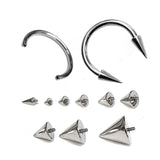 Titanium Spike Septum Horseshoe Ring Internally Threaded Circular Barbell