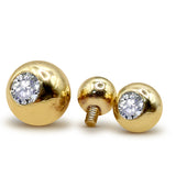 14K Gold Piercing Gem Ball Loose Parts, Replacement Ball for Internally threaded Body Jewellery piercing barbells, labrets, Horseshoe Rings