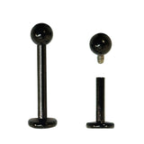Titanium Black Labret Stud Piercing 16G 14G Internally Threaded Lip Jewellery, Lip Ring, Tragus Earring - 6mm to 12mm