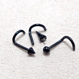 Titanium Black Nose Screw, Nostril Jewelry - 18G Internally Threaded in Ball Spike and Cones