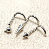 Titanium Nostril Nose Piercing, Nose Screw - 18G Internally Threaded in Ball Spike and Cones