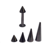 Black Spike Labret Stud Piercing Jewelry - 18g 16g 14g Titanium Lip Piercing Also for Tragus Helix Cartilage Madonna Medusa Side Labret