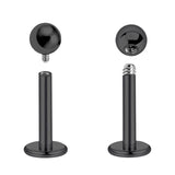 Titanium Black Labret Stud Piercing 18g 16g 14g Lip Piercing External or Internally Threaded for Tragus Helix Cartilage, Medusa Labret