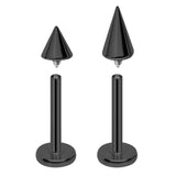 Titanium Black Spike Labret Stud Titanium Piercing Internally Threaded Lip piercing, Lip Ring Labret Snake Bites