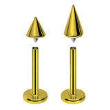 Titaniun Gold Spike Internal Labret Stud Piercing - Titanium Piercing Lip piercing, Lip Ring Labret Snake Bites