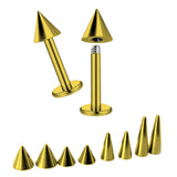Titanium Gold Spike Labret Stud Piercing Jewelry - 18g 16g 14g Titanium Lip Piercing Also for Tragus Helix Cartilage Madonna Medusa Side Labret