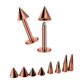 Titanium Rose Gold Spike Labret Stud Piercing Jewelry - 18g 16g 14g Titanium Lip Piercing Also for Tragus Helix Cartilage Madonna Medusa Side Labret