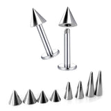 Titanium Cone / Spike Labret Stud Piercing Jewelry - 18g 16g 14g Titanium Lip Piercing Also for Tragus Helix Cartilage Madonna Medusa Side Labret