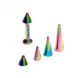 Rainbow Spike Labret Stud Piercing Jewelry - 18g 16g 14g Titanium Lip Piercing Also for Tragus Helix Cartilage Madonna Medusa Side Labret