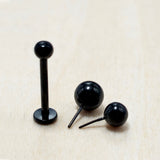 Titanium Threadless Black Labret Stud Piercing 18g 16g Lip Piercing Jewelry, Tragus Helix Cartilage Madonna Medusa Side Labret