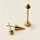 Titanium Threadless Spike Gold Labret Stud Piercing 18g 16g Lip Piercing Jewelry, Tragus Helix Cartilage Madonna Medusa Side Labret