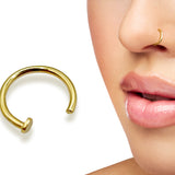 14K Gold Nose Ring, Nose Hoop Piercing