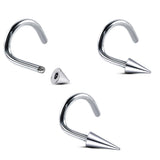 Nose Stud, Nose Ring - Titanium Spike Piercing in 3 Different Size for Nostril Jewelry - 18G 16G