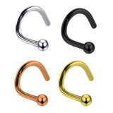 Titanium Nostril Ball Studs, Indian Nose Ring - 18g Coloured Nose Piercing top ball fixed - Nostril Jewelry, Nose Studs