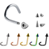 Titanium Cone / Spike Indian Nose Studs Nostril Screw 20g 18g 16g Nose pin in many Colours - Vacuum Plated - Externally Threaded Ball
