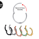 Titanium Clicker Hoop - Clicker Ring Hinged Lip Jewelry - Segment Hing Rings 20g, 18g, 16g, 14g - 0.8, 1.0, 1.2, 1.6mm