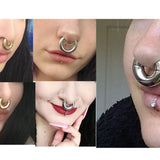 Large Gauge Titanium Septum Clicker Nose Ring, Septum Jewellery Large gauge, Big Size Nose Piercing - Segment Hinged Ring - 12G to 4G